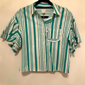 A New Day Striped Short Sleeve Button-Up - Size S